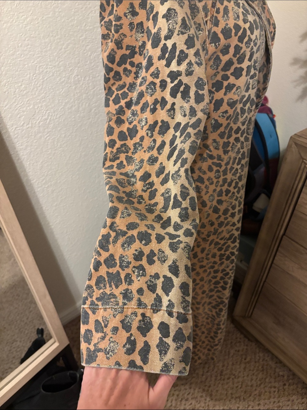 We The Free Monique Cheetah Denim Duster Jacket Size Large NWOT MSRP $228 - Picture 7 of 12